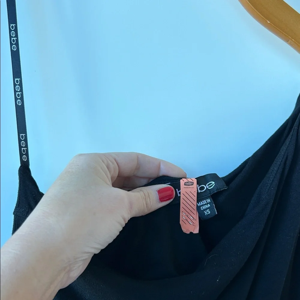 bebe One-Shoulder Black stretch one shoulder top - Picture 3 of 5